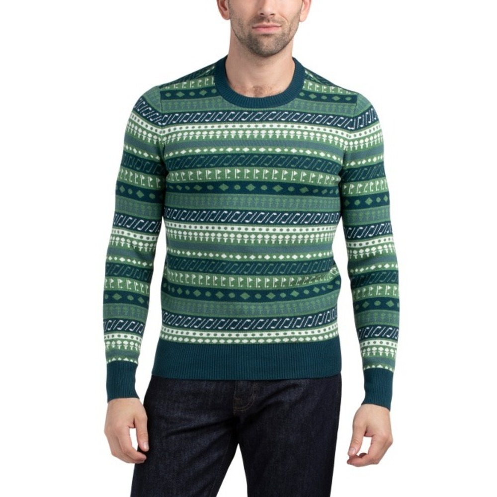 Bonobos Mens Cashmere Blend Golf Sweater Green Fair Isle Crew Neck 4000364884 M
